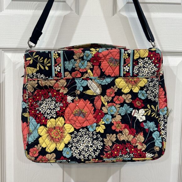 Vera Bradley Happy Snails Attache Laptop Brief Case Shoulder Bag Quilted Fabric - Picture 8 of 16